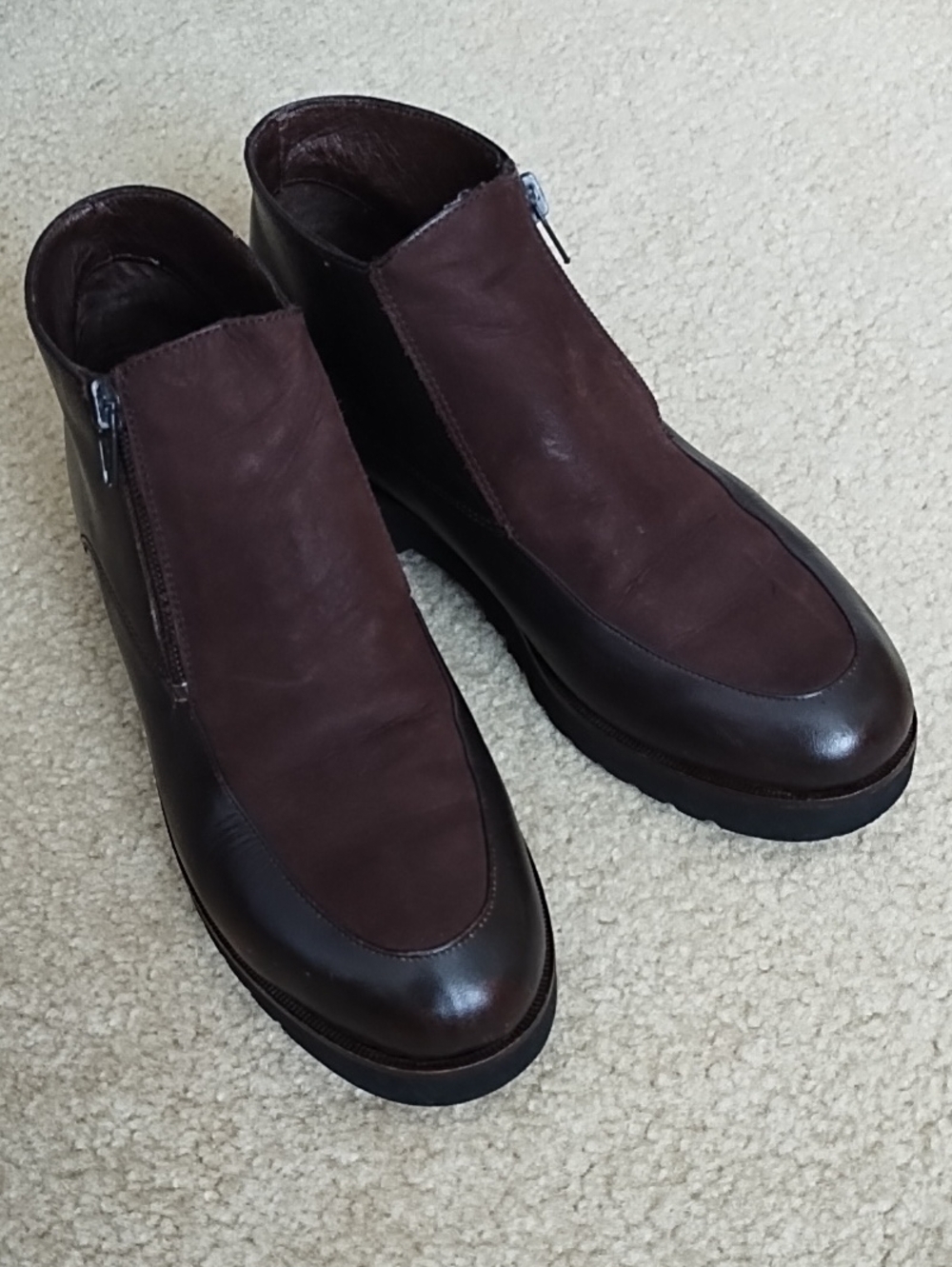 Ll Bean Chukka Boots Women's Size 9M Dark Brown Leather & Suede Side Zipper
